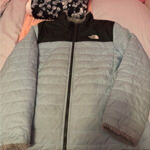 The North Face Kids Light Blue and Black Puffer Jacket